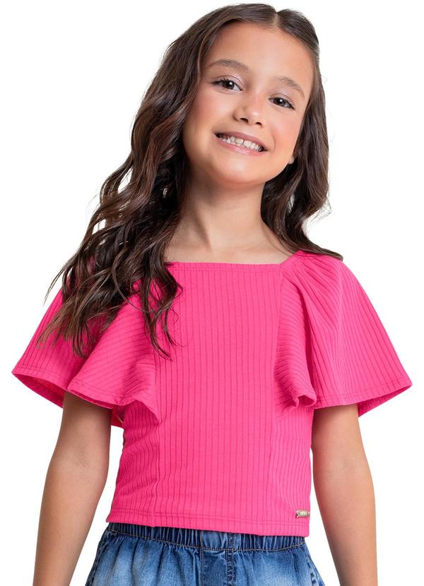 Quimby - Blusa Infantil em Ribana para Menina Rosa 1