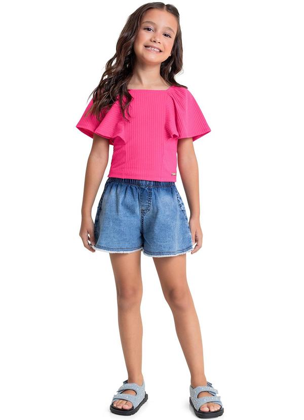 Quimby - Blusa Infantil em Ribana para Menina Rosa 2