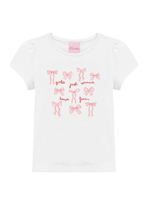 Duduka - Blusa Infantil Estampa Laço  Branco - DUDUKA