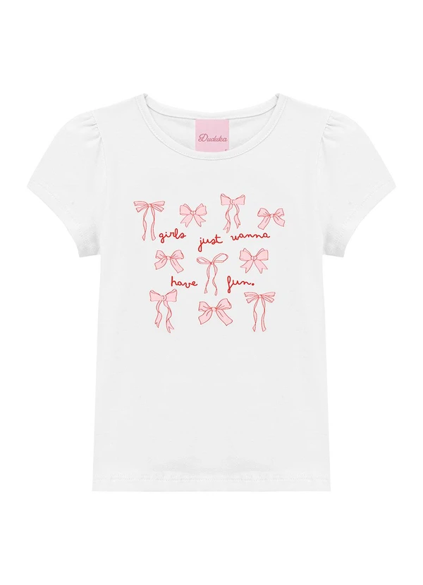 Duduka - Blusa Infantil Estampa Laço Branco