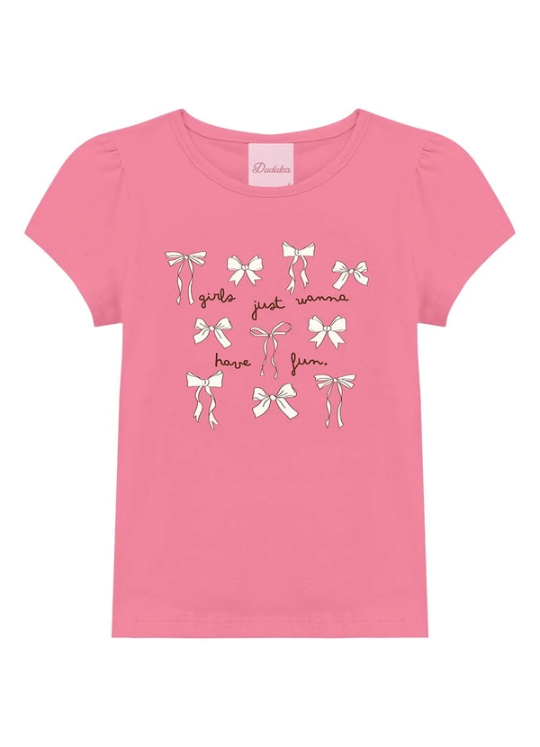 Duduka - Blusa Infantil Estampa Laço Rosa