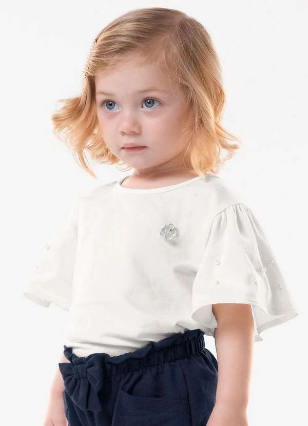 Trick Nick - Blusa Infantil Feminina Cotton Leve Bege
