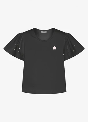 Trick Nick - Blusa Infantil Feminina Cotton Leve Preto - TRICK NICK
