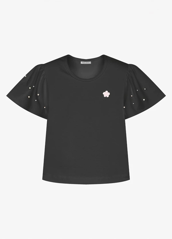 Trick Nick - Blusa Infantil Feminina Cotton Leve Preto