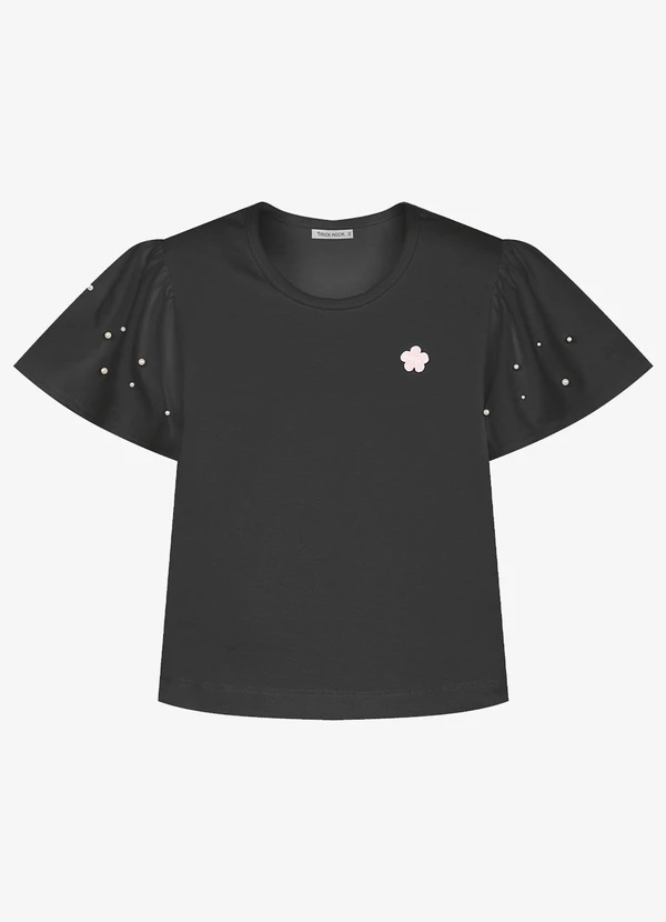 Trick Nick - Blusa Infantil Feminina Cotton Leve Preto