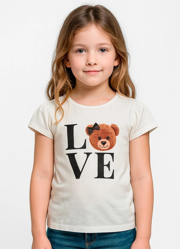 Trick Nick - Blusa Infantil Feminina em Cotton Leve Bege