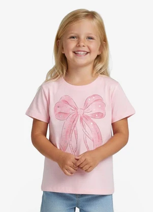 Rovitex - Blusa Infantil Feminina Estampado Manga CurtaRosa - ROVITEX
