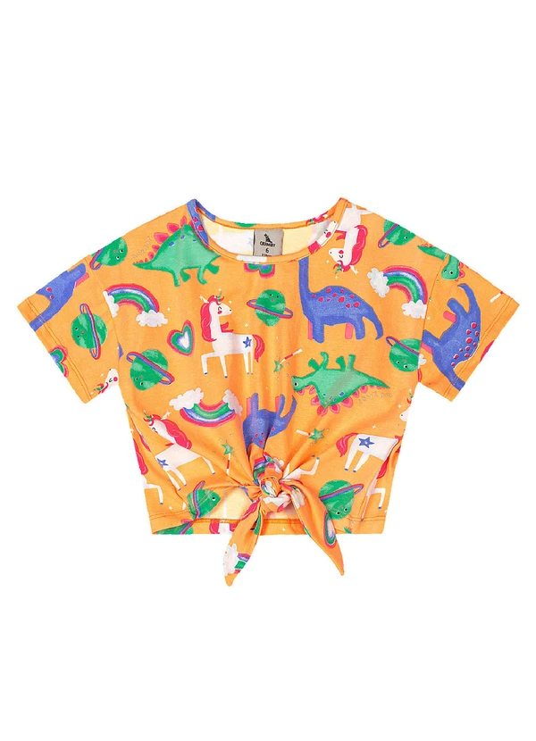 Quimby - Blusa Infantil Feminino em Cotton Laranja