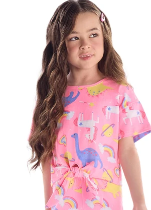 Quimby - Blusa Infantil Feminino em Cotton Rosa - QUIMBY
