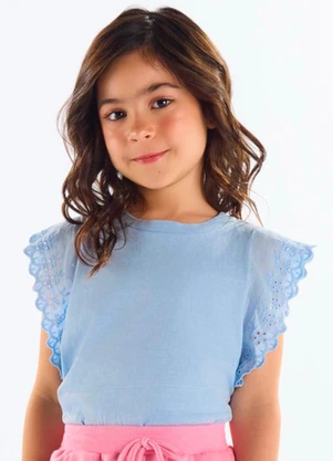 Up Baby - Blusa Infantil Finina Algodão Azul - UP BABY