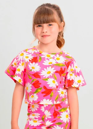 Blusa Infantil Floral Chic Quimby Rosa - QUIMBY