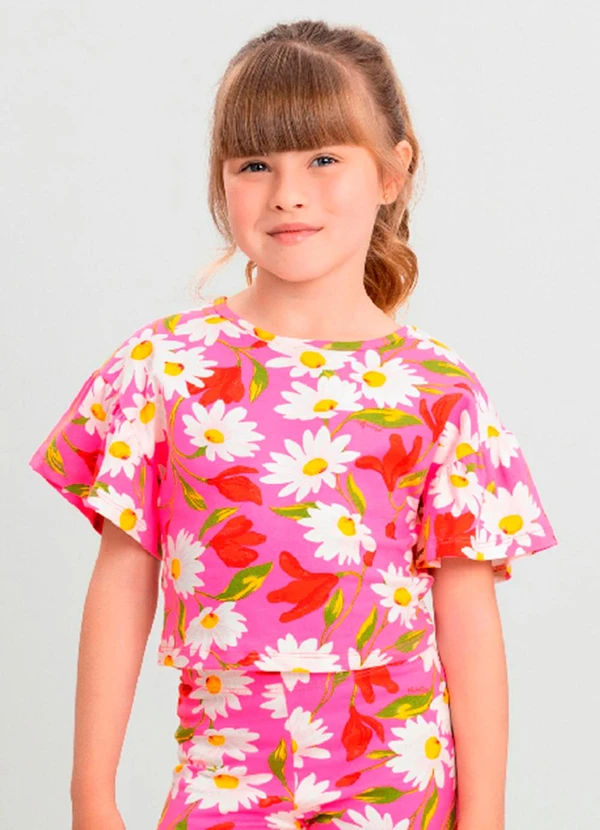 Quimby - Blusa Infantil Floral Chic Quimby Rosa