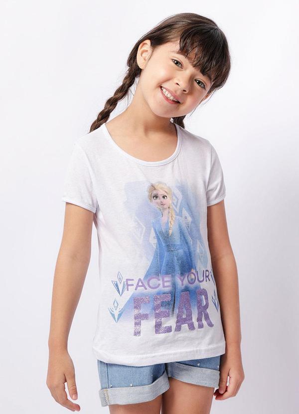Torra - Blusa Infantil Frozen Manga Curta Branca