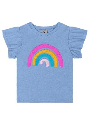 Quimby - Blusa Infantil Manga Babado Azul - QUIMBY