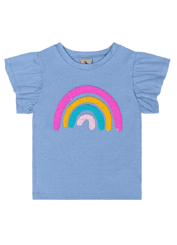 Quimby - Blusa Infantil Manga Babado Azul 1