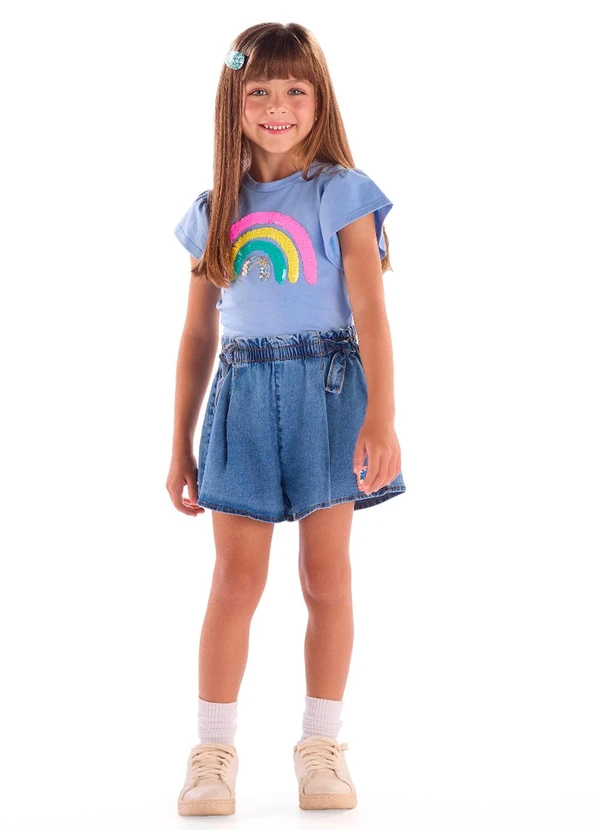 Quimby - Blusa Infantil Manga Babado Azul 3