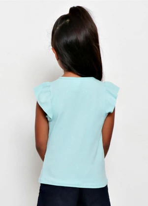 Torra - Blusa Infantil Manga Curta Babado Glitter Verde - TORRA