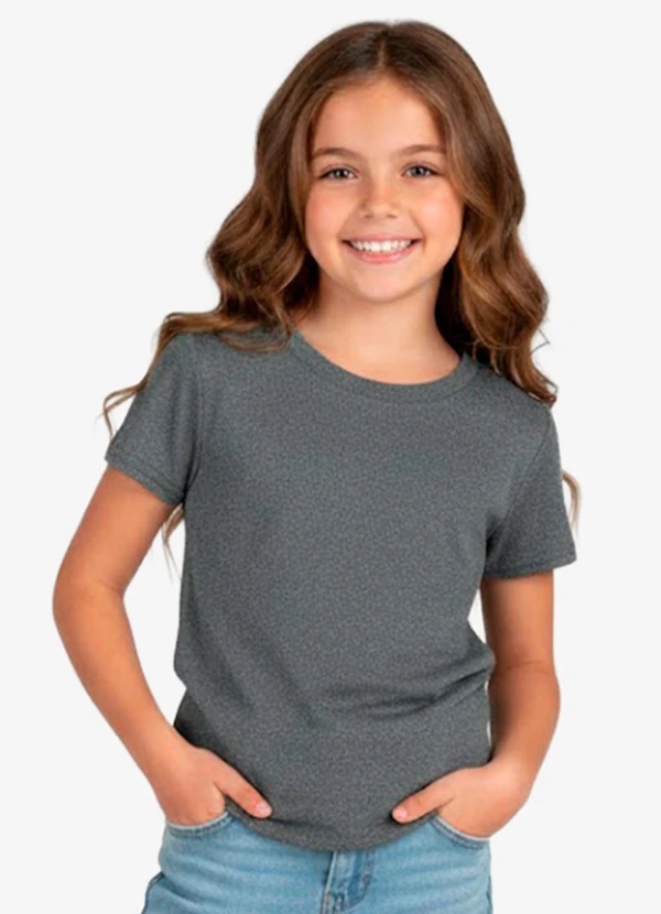 Rovitex - Blusa Infantil Manga Curta Básica Soletex Cinza