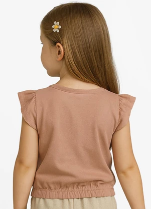 Infinita Cor - Blusa Infantil Manga Curta Bege - INFINITA COR
