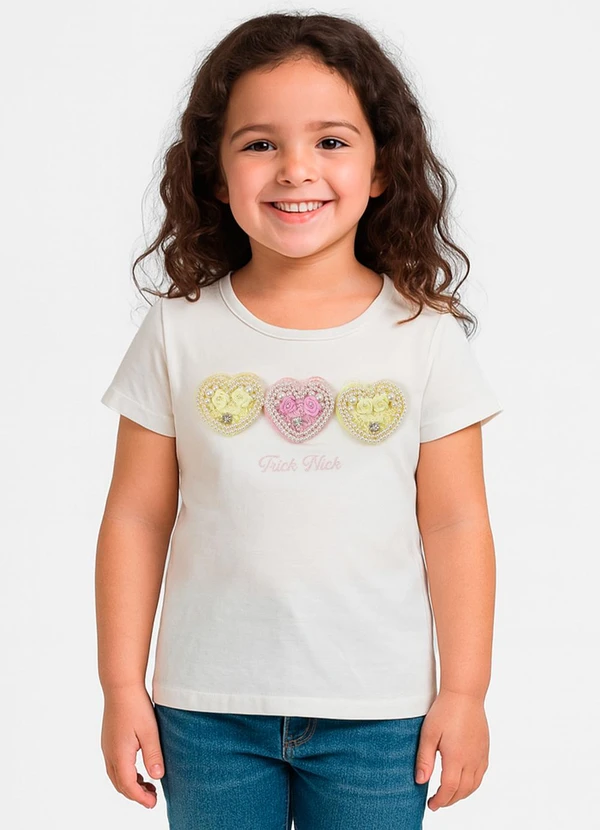 Trick Nick - Blusa Infantil Manga Curta Bege