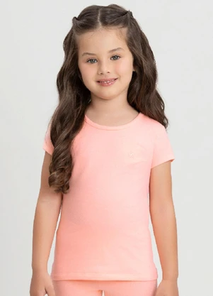 Up Baby - Blusa Infantil Manga Curta em Cotton Rosa - UP BABY
