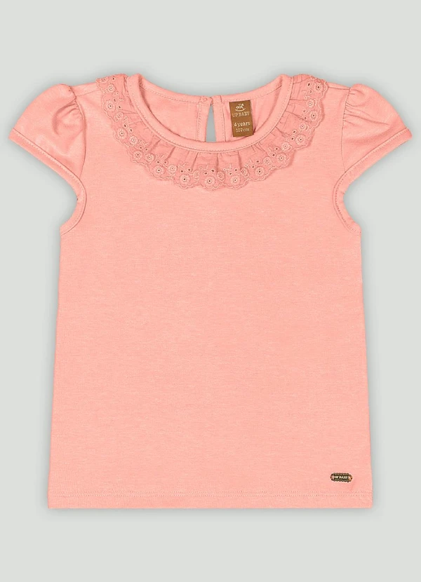 Up Baby - Blusa Infantil Manga Curta em CottonRosa