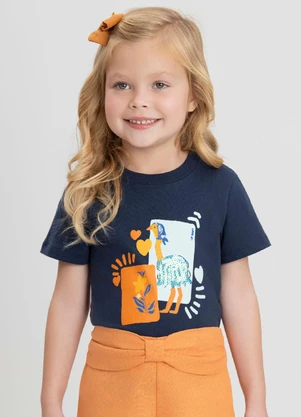 Blusa Infantil Manga Curta Meia Malha Up Baby Azul - UP BABY