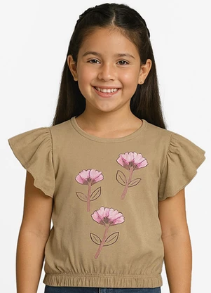 Infinita Cor - Blusa Infantil Manga Curta Rosa - INFINITA COR