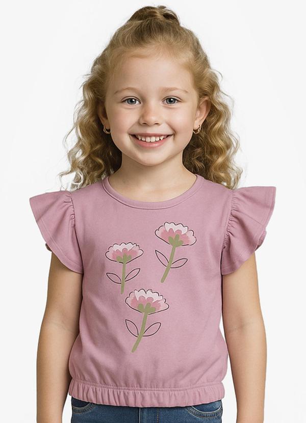 Infinita Cor - Blusa Infantil Manga Curta Rosa