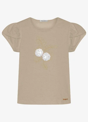 Trick Nick - Blusa Infantil Meia Malha com Bordado Marrom - TRICK NICK