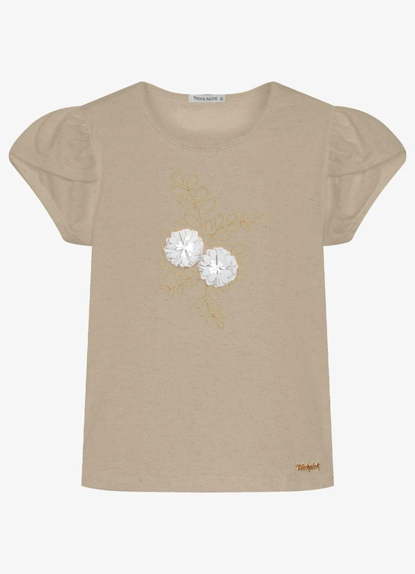 Trick Nick - Blusa Infantil Meia Malha com Bordado Marrom