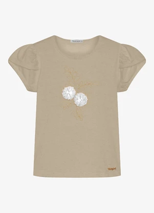 Trick Nick - Blusa Infantil Meia Malha com Bordado Marrom - TRICK NICK