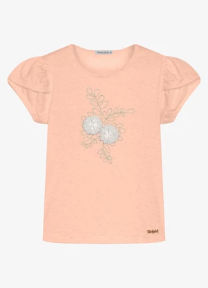 Trick Nick - Blusa Infantil Meia Malha com Bordado Rosa - TRICK NICK