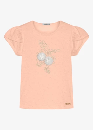 Trick Nick - Blusa Infantil Meia Malha com Bordado Rosa - TRICK NICK