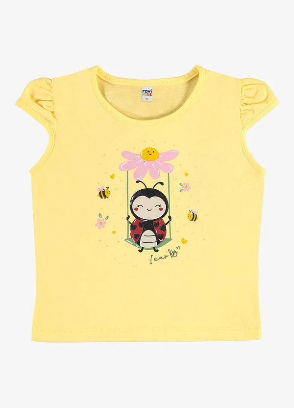 Rovi Kids - Blusa Infantil Meia Malha com Estampa Amarelo