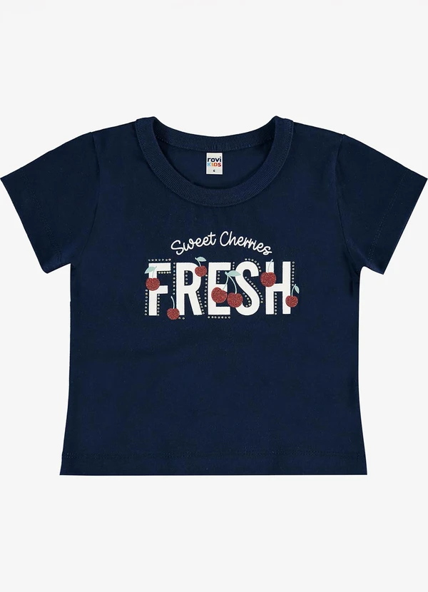 Rovi Kids - Blusa Infantil Meia Malha com Estampa Azul