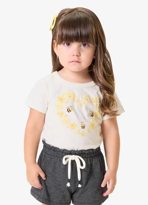 Rovi Kids - Blusa Infantil Meia Malha com Estampa Bege - ROVI KIDS