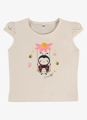 Rovi Kids - Blusa Infantil Meia Malha com Estampa Bege - ROVI KIDS