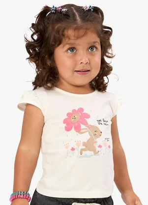 Rovi Kids - Blusa Infantil Meia Malha com Estampa Bege - ROVI KIDS