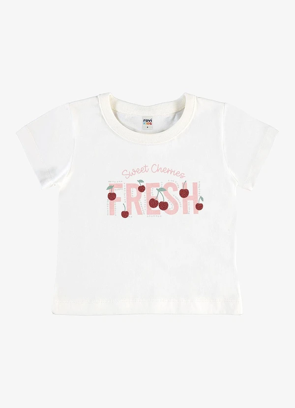 Rovi Kids - Blusa Infantil Meia Malha com Estampa Branco
