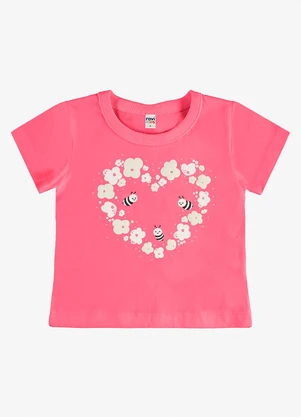 Rovi Kids - Blusa Infantil Meia Malha com Estampa Rosa - ROVI KIDS