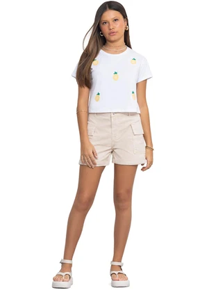 Kyly - Blusa Infantil Menina Abacaxi Branco - KYLY