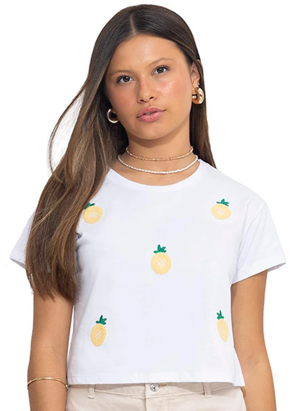 Kyly - Blusa Infantil Menina Abacaxi Branco