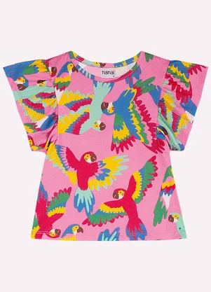 Nanai - Blusa Infantil Menina Araras Rosa - NANAI