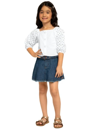 Milon - Blusa Infantil Menina Básica Branco - MILON