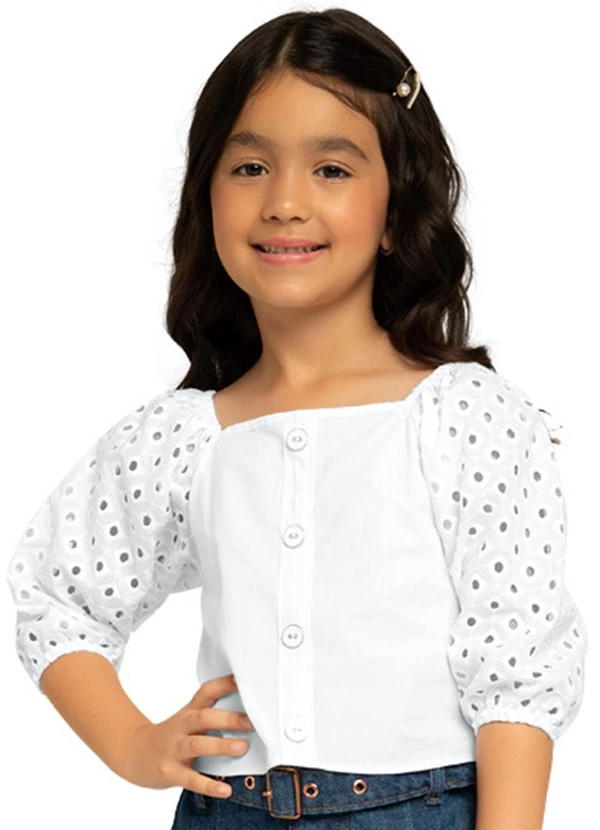 Milon - Blusa Infantil Menina Básica Branco