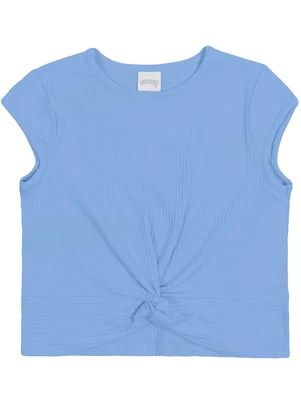 Alakazoo - Blusa Infantil Menina Básica com Torção Azul - ALAKAZOO