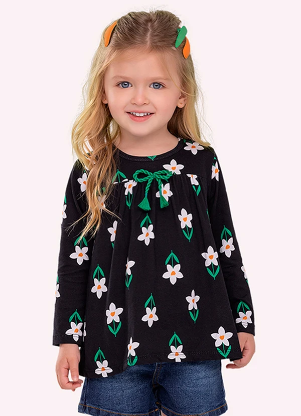 Kyly - Blusa Infantil Menina Básica Off White
