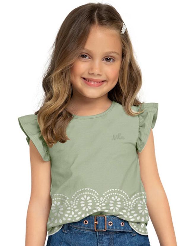 Milon - Blusa Infantil Menina Básica Verde
