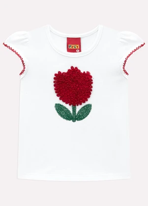 Kyly - Blusa Infantil Menina Bordada Branco - KYLY